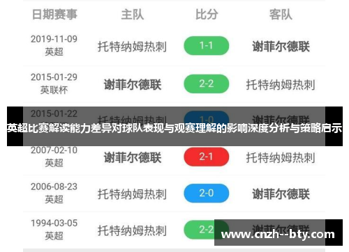 英超比赛解读能力差异对球队表现与观赛理解的影响深度分析与策略启示